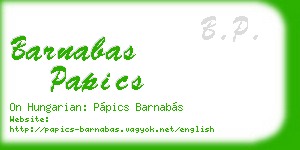 barnabas papics business card