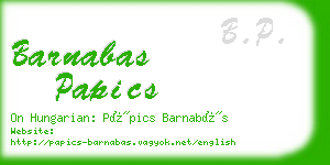 barnabas papics business card